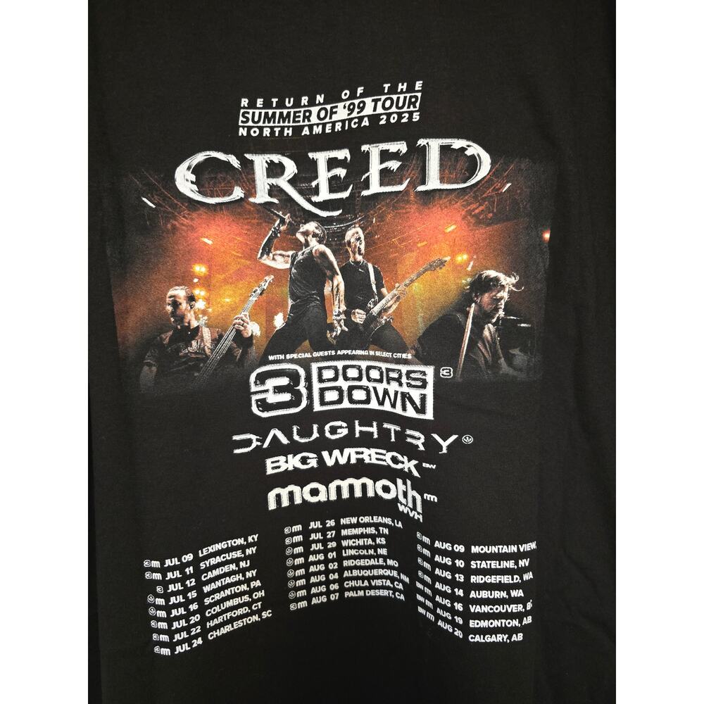 Creed Return Summer of 99 Tour 2025 3XL Shirt 3 Doors Down Daughtry XXXL NEW